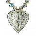 Crystal and White Quartz Necklace with Lampwork Heart Pendant