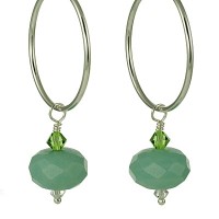 Amazonite and Crystal Drop Hoop Earrings