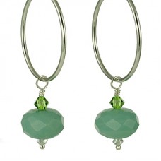 Amazonite and Crystal Drop Hoop Earrings