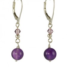 Amethyst and Swarovski Crystal Earrings