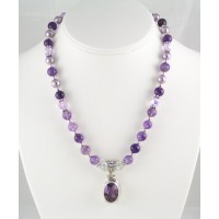 Amethyst and Swarovski Crystal Necklace