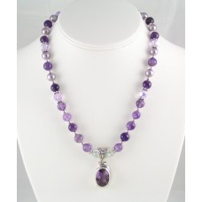 Amethyst and Swarovski Crystal Necklace