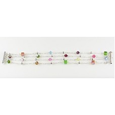 Multi-Stranded Crystal and Rondelle Bracelet