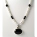 Pearl and Black Onyx Pendant Necklace