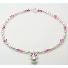 Swarovski Pearl and Sterling Silver CZ Pendant Necklace