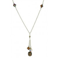 Smoky Quartz and Crystal Dangle Necklace