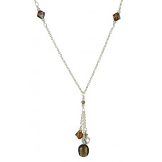 Smoky Quartz and Crystal Dangle Necklace