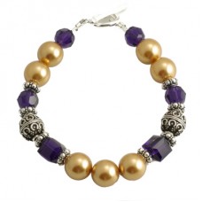 Swarovski Crystal, Pearl and Bali Ball Bracelet