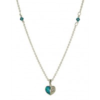 Synthetic Opal and Cubic Zirconia Heart and Crystal Necklace