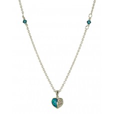 Synthetic Opal and Cubic Zirconia Heart and Crystal Necklace