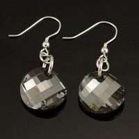 Wavy Coin Crystal Earrings